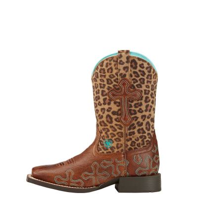 Ariat Western: Crossroads Botas Western Niños - Marrones / Leopardo (TUSHB7145)